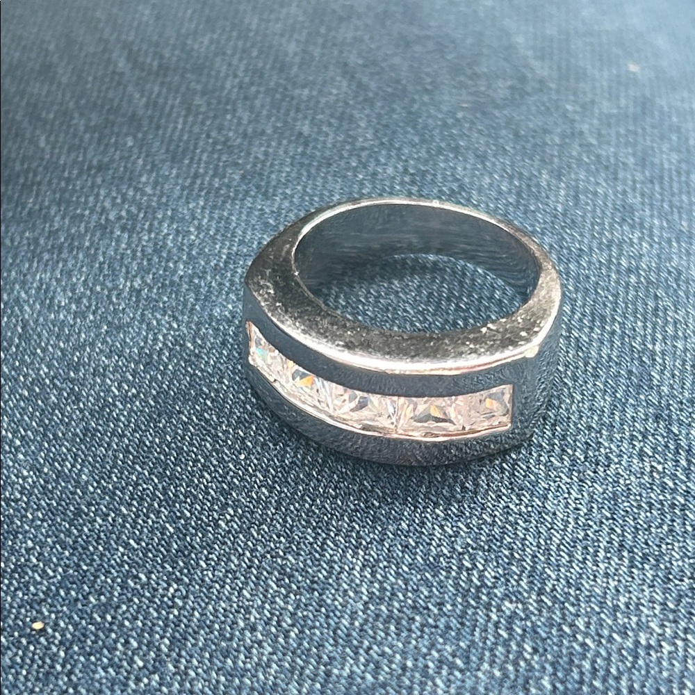 Silver Ring with Clear Accents
